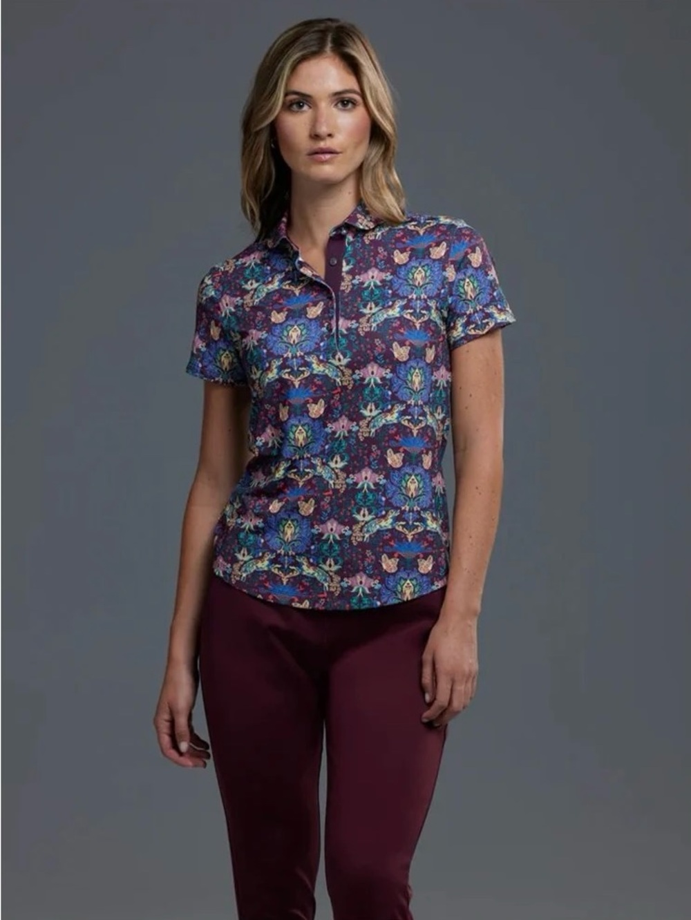Greyson La Vie En Rose Scarlet Polo Shirt in Savoie Women’s Size XL